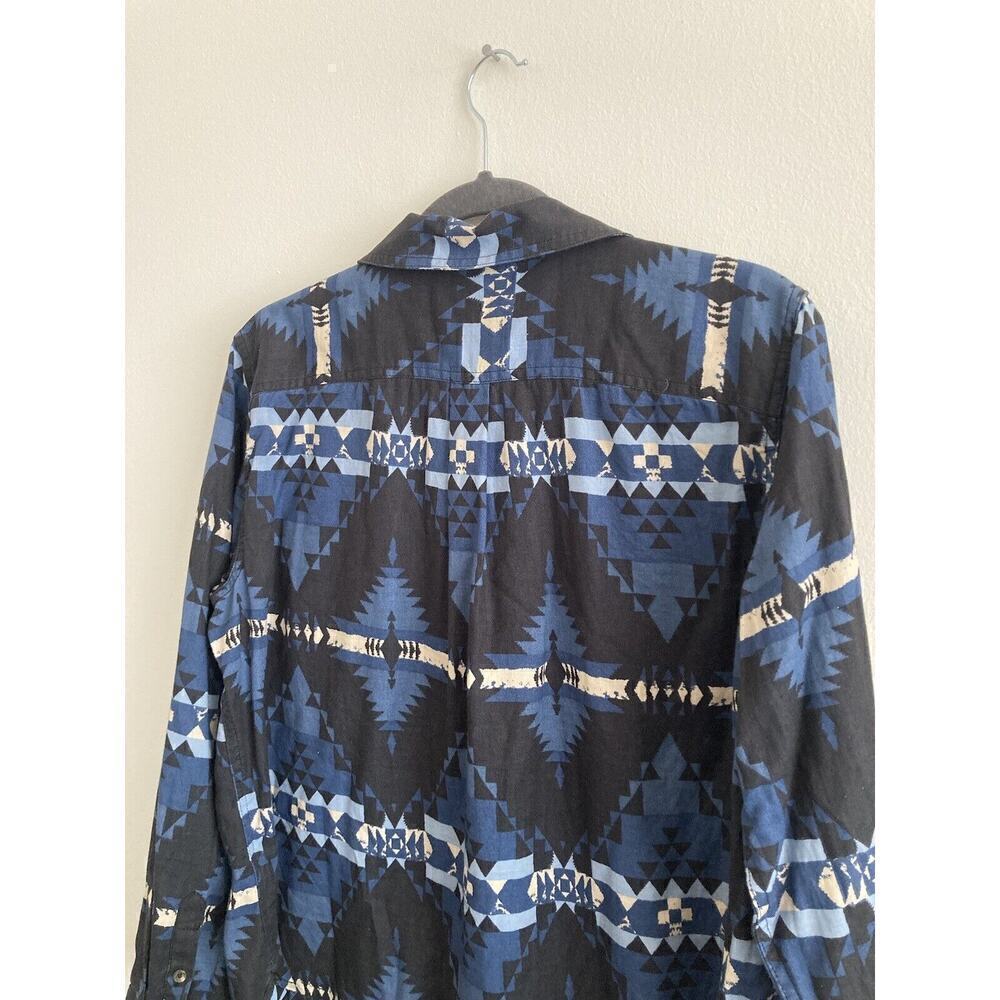 CHAPS Western Shirt Women Large Southwestern Cotton Blue Long Sleeve - Picture 7 of 9